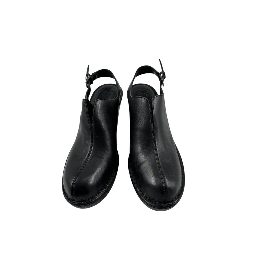 Born Black Leather Slingback Clogs Heels Women Size US 9M Comfort Casual Career - Picture 3 of 11